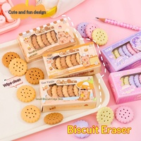 Gommes à effacer créatives en forme de biscuits de dessin animé, simulation de collations, moins de miettes, gommes en caoutchouc pour étudiants, papeterie en gros pour les écoles