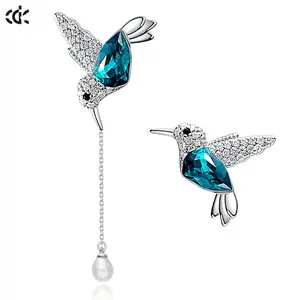 CDE ye1307 đồ trang sức mỹ 925 sterling Silver đá quý sang trọng chim Bông Tai Độc Đáo tùy chỉnh không đối xứng động vật Bông tai cho phụ nữ