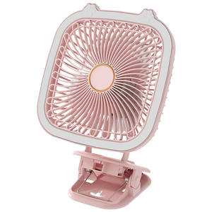Ventilateur portable à clipser avec batterie rechargeable USB, moteur DC, pour la maison, le bureau, le dortoir, couleur rose, version avec lumière nocturne 1200ml - Product Image 5