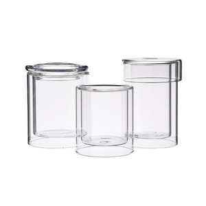 Portacandele <span class=keywords><strong>in</strong></span> <span class=keywords><strong>Vetro</strong></span> Borosilicato Personalizzati, Contenitori Cilindrici a Doppia Parete Trasparenti per Decorazione Casa - Product Image 1