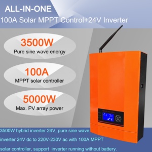 CE ROHS Hybrid MPPT Solar 24VDC 230VAC 3500W Pure Sine Wave 100A Single Output LCD Off-<b>grid</b> Home Use - Product Image 6