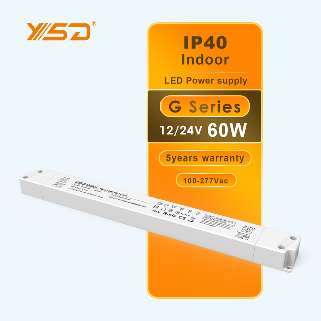 YSD Led Driver 60W 12V 24v IP20 ultra Thin Slim Led Power Supply with TUV Approved