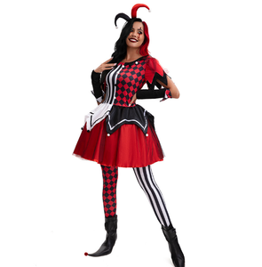 Costume de clown pour <span class=keywords><strong>femme</strong></span> de haute qualité pour Halloween, costume de cosplay de <span class=keywords><strong>Joker</strong></span>, costume de jeu de rôle en coton de dessin animé - Product Image 1