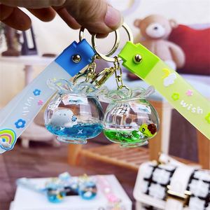 Cute Acrylic Fish Tank Shape Key Chain Keyring Quicksand Liquid <b>Floating</b> Ocean Fish Keychain Boutique Car Pendant - Product Image 5