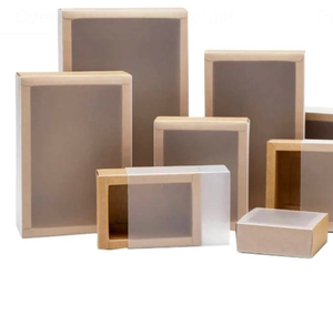 Tùy chỉnh Kraft hộp giấy bao bì ngăn kéo hộp vớ bao bì trượt hộp với bán trong suốt nhựa rõ ràng tay áo - Product Image 1