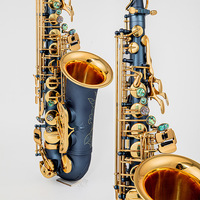 Brass Alto Saxophone Eb 20-Key Nickel-plated Frosted Blue Gold Bright Mouth High-grade Instrument Master Factory