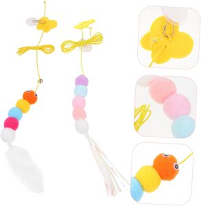 Juguete Interactivo Ecológico para Gatos Zenidoo, Disco Adhesivo con Varita Elástica para Gatitos, Hecho con Plumas, 1.8m - Product Image 2