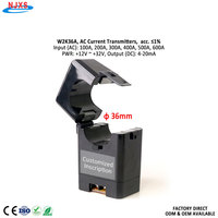 Sensor Arus Inti Terpisah W2K36A Input 100A-600A Output 4-20mA Tegangan Suplai 12V~32Vdc Pemancar Arus untuk Pengukuran
