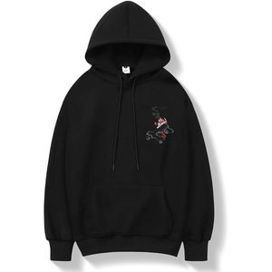 FOXA Men's Embroidered Hoodie Black <b>Dragon</b> Design Regular Sleeve Knitted Polyester Sweatshirt - Product Image 5
