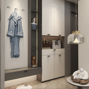 Armoire à chaussures en bois <span class=keywords><strong>sur</strong></span> mesure avec banc et porte-manteau, grande capacité, entrée, salon, villa, meubles pour hôtel - Product Image 3