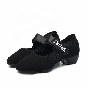 Novo modelo de mãe fêmea adulta sapatos de dança do couro respirável sapatos de dança quadrados ao ar livre não-slip 19-3