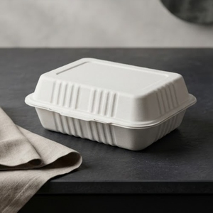 Boîte alimentaire à emporter CANEX en bagasse de canne à sucre, écologique et jetable, format coquille de 9 x 6 pouces - Product Image 3