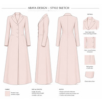 Manteau long structuré islamique de haute qualité, style modeste, pour femme de bureau, blazer abaya en tissu crêpe, fabrication professionnelle