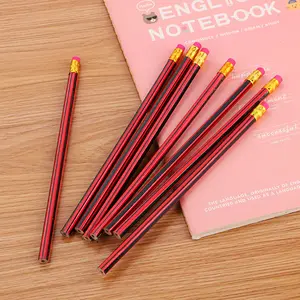 ราคาถูกปรับแต่ง Oem โรงเรียนดินสอไม้ที่มียางลบ