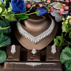 ชุดเครื่องประดับเงิน CZ เซอร์โคเนียสุดหรูสำหรับปาร์ตี้งานแต่งงานส่วนตัวสำหรับผู้หญิง S-131ของขวัญ - Product Image 2