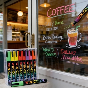 Marcadores de Borrado en Seco con Logotipo OEM 2025, Marcadores de <span class=keywords><strong>Tiza</strong></span> Líquida de Colores, <span class=keywords><strong>Pintura</strong></span> para Pizarra Blanca y Ventanas, Estilo de Pincel Oblicuo, Marcadores de 6 mm - Product Image 4