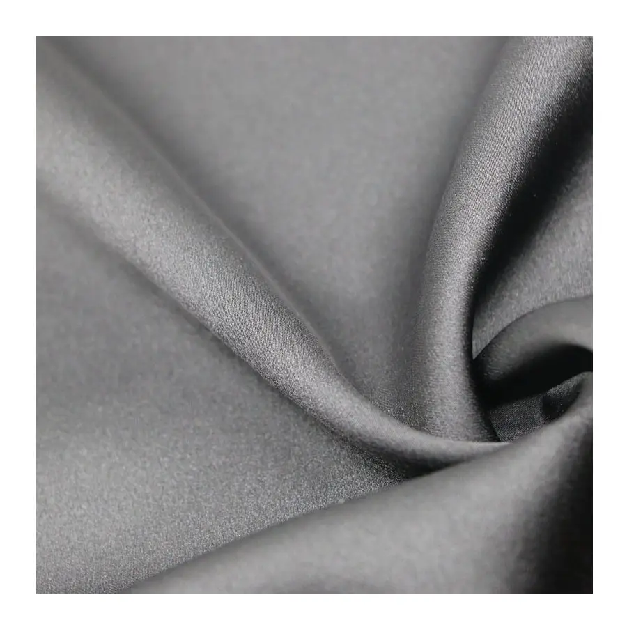 Bề Mặt Sáng Bóng Mềm Mịn Đen Satin Silk Vải In Satin Vải Cho Ăn Mặc May Mặc