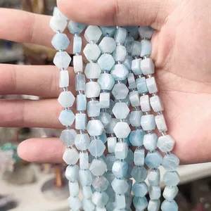 High Quality Healing Hexagon Shape Slice Aquamarine Natural Stone Pendant Crystal Gemstone Charms Loose Beads for Jewelry Making