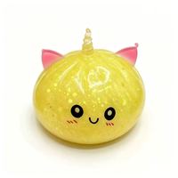 Jouet Squishy Licorne en Forme de Boulette, Imitation Pain Vapeur, Perles Dorées, Jouet Anti-Stress à Presser pour Jeunes, en Carton
