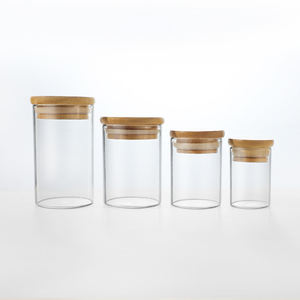 Barattolo di vetro con coperchio <span class=keywords><strong>in</strong></span> bambù ermetico trasparente contenitore <span class=keywords><strong>in</strong></span> vetro borosilicato per l'organizzazione della cucina mantiene il cibo asciutto e fresco - Product Image 5