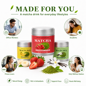 Poudre de matcha en conserve facile à mélanger, plusieurs saveurs, chaude ou glacée, boisson instantanée quotidienne au matcha. - Product Image 3