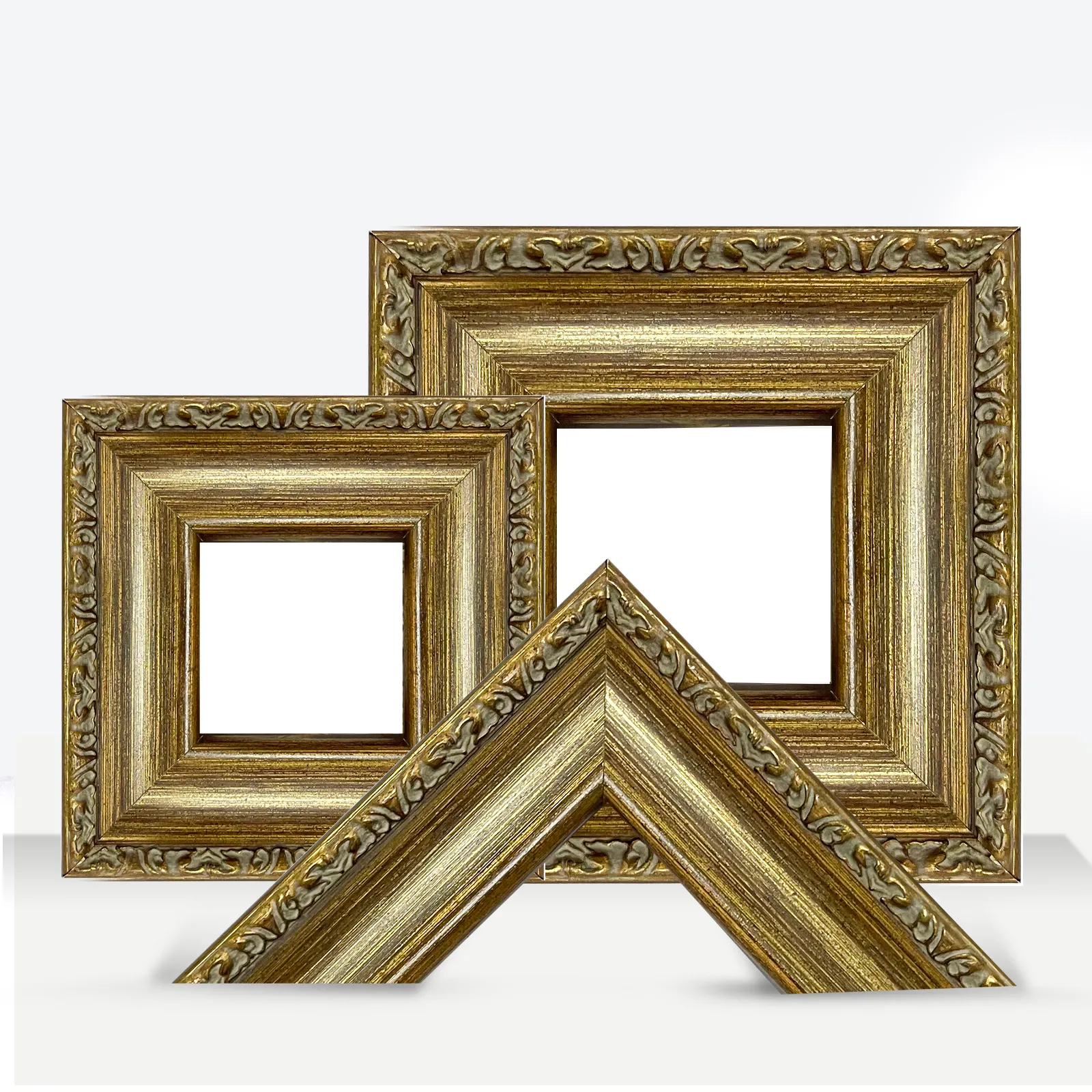 Factory Outlet Retro Advanced Gold Adornado Marcos de fotos de madera Tamaño personalizado Art Picture Frame Molding para TV Mirror Home Decor