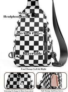 Bolso Bandolera Ligero con Estampado a Cuadros Personalizado, Bolso Cruzado con Correa Ajustable para Viajes y Deportes al Aire Libre - Product Image 3