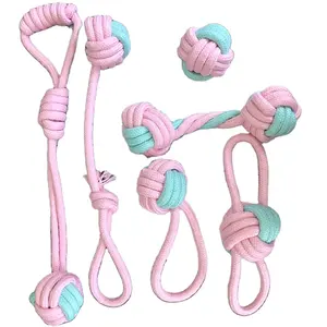 ของเล่นสุนัขรักษาลูกบอลเชือกกัญชาแบบโต้ตอบลูกยางรั่วสําหรับสุนัขขนาดเล็กเคี้ยวกัดทนของเล่นสัตว์เลี้ยงทําความสะอาดฟัน - Product Image 1