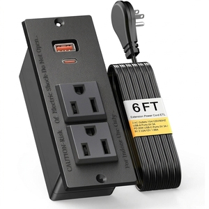 Multiprise encastrable <span class=keywords><strong>de</strong></span> bureau US <span class=keywords><strong>de</strong></span> 1,8 m avec deux prises CA et ports USB-C/A PD pour la maison - Product Image 1