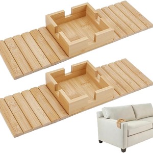 Wooden <b>Sofa</b> <b>Armrest</b> Tray Stand Solid Wood Foldable Cup Holder Storage Box For Living Room Coffee Table Use - Product Image 5