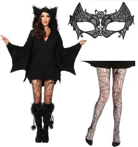 万圣节女装蝙蝠舒适黑色动物成人角色扮演吸血鬼拉链连衣裙Ecowalson