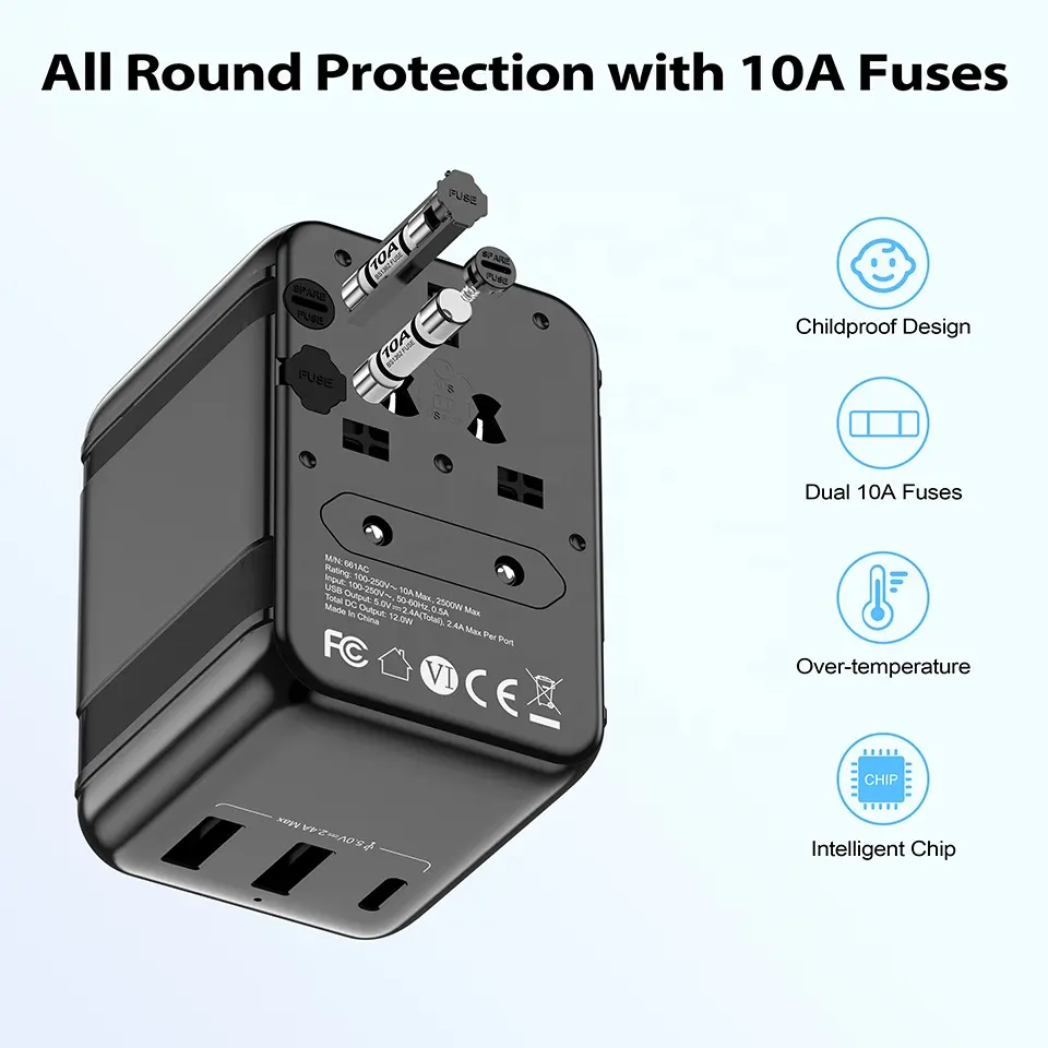Worldplug International Converter Socket Multi Plug Adapter Worldwide USB Type C Universal Travel Chargers Power Adapters