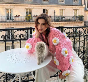 <span class=keywords><strong>Cardigan</strong></span> Oversize VSCOO Lavorato a Maglia con Fiori, Manica Lunga Invernale e Manica Corta Frontale, Taglie Forti - Product Image 5