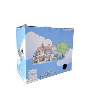 Boîte cadeau personnalisée bleu clair pour <span class=keywords><strong>café</strong></span> avec motif nuage blanc et illustration de <span class=keywords><strong>café</strong></span> français dessinée à la main pour l'emballage de boulangerie et de <span class=keywords><strong>café</strong></span> - Product Image 4