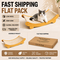 Grattoir à chat en sisal durable en gros, grand lit de repos en forme de U, résistant à l'usure, avec cadre en bois, meuble pour chats d'intérieur