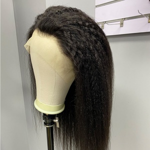 Guarantee Hair Brazilian/peruvian Mink Hair <b>Lace</b> <b>Wig</b> Kinky/yaki Straight <b>Lace</b> <b>Wig</b> Natural Color Handmade and Machine Wefted <b>Wig</b> - Product Image 2