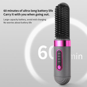 2026 Cordless Mini Portable Home Hair Styling Tool USB LCD Display French Ionic Hair Straightener Brush with Temperature Display - Product Image 2