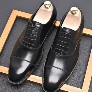 Connecteur trois pièces en cuir véritable petit bout carré affaires formelles chaussures en cuir pur artisanal - Product Image 1