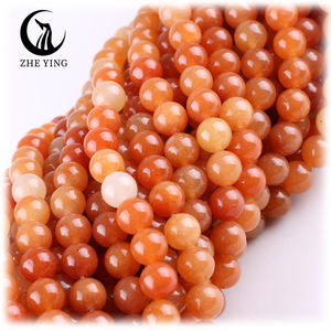 Zhe Ying 6/8/10mm perles de pierre d'aventurine rouge rondes perles de pierre de Bracelet lisse pour la fabrication de bijoux perles de pierre d'aventurine orange - Product Image 1