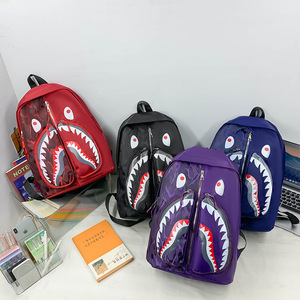 Nouveau <span class=keywords><strong>Sac</strong></span> à <span class=keywords><strong>Dos</strong></span> Décontracté Unisexe Tendance Style Graffiti Requin Imperméable Grande Capacité pour Étudiants - Product Image 4