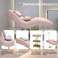 Lit de soin incurvé rose de luxe personnalisé pour extensions de cils et soins du visage pour salon