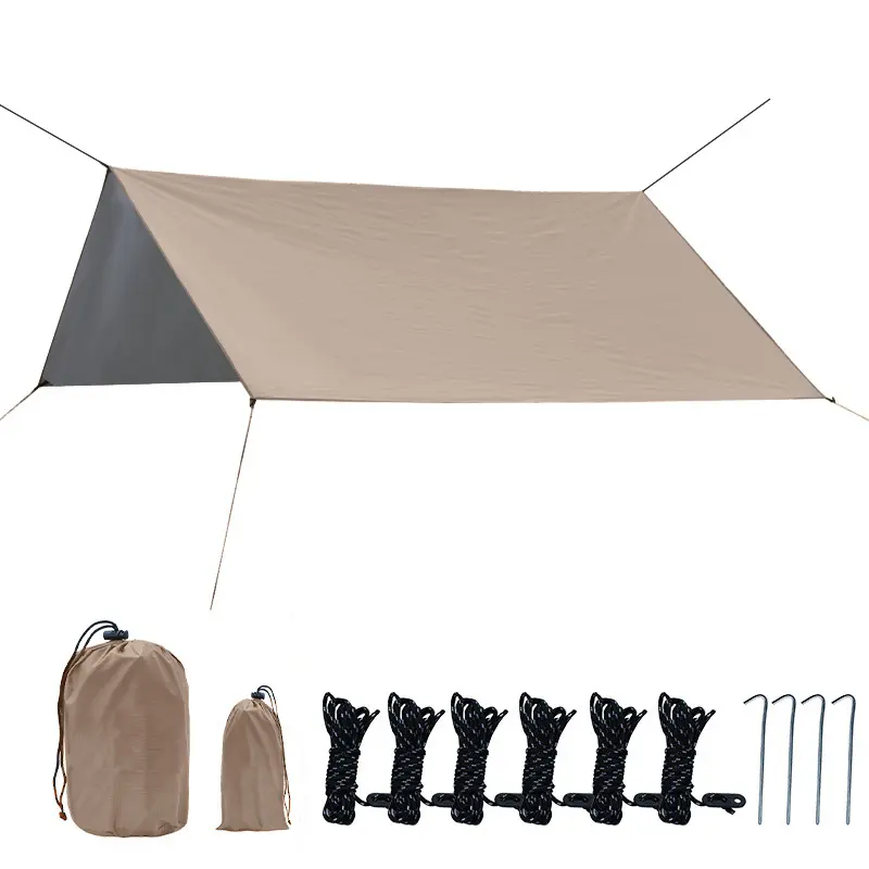 Rain Fly Camping Tarp Waterproof UV Resistant Lightweight Hammock Tent Tarp With Multifunctional Camping Accessories