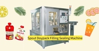 Machine d'emballage rotative BRS à 4 buses pour sachets préformés avec bec verseur, pour boissons, jus, yaourt, ketchup, doypack