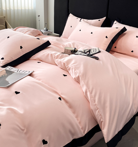 Rửa Sạch 4 Mảnh Bộ Đồ Giường Thiết Lập Thêu Hình Trái Tim Thiết Kế Duvet Cover Set - Product Image 2