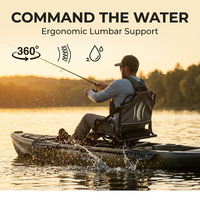 Siège de pêche pour kayak pivotant à 360° de qualité supérieure, ergonomique, en maille respirante, avec cadre en aluminium réglable, accoudoir et pédale