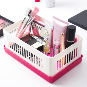 Plastic Storage Box Rectangle Office Organizer Blue Red Yellow Stackable With Lid For <b>Desk</b> Use - Product Image 2