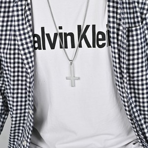 Stainless Steel <b>Cross</b> Pendant Necklace Unisex Fashion Jewelry For Men Women Simple Design Long <b>Chain</b> 3 Colors Available - Product Image 2