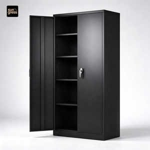 <strong>Tall</strong> Metal Storage Cabinet Swing <strong>Door</strong> Steel <strong>Cupboard</strong> <strong>with</strong> Adjustable <strong>Shelves</strong> Lockable Office Bookcase - Product Image 1