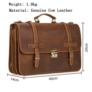 AndoBag Vintage 15-inch Computer Briefcase for Men Genuine Cowhide Business Handbag Crazy Horse Leather Shoulder Bag 1025 - Product Image 2