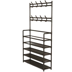 Multi Functional Floor <b>Standing</b> Coat Rack Shoe Storage Rack Minimalist Design Rectangular Shape Versatile Use For Entryway - Product Image 5